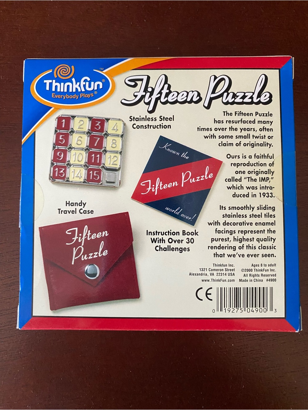 Think! Fifteen Puzzle - Blue and Red Box with Silver Puzzle - Picture 2 of 4